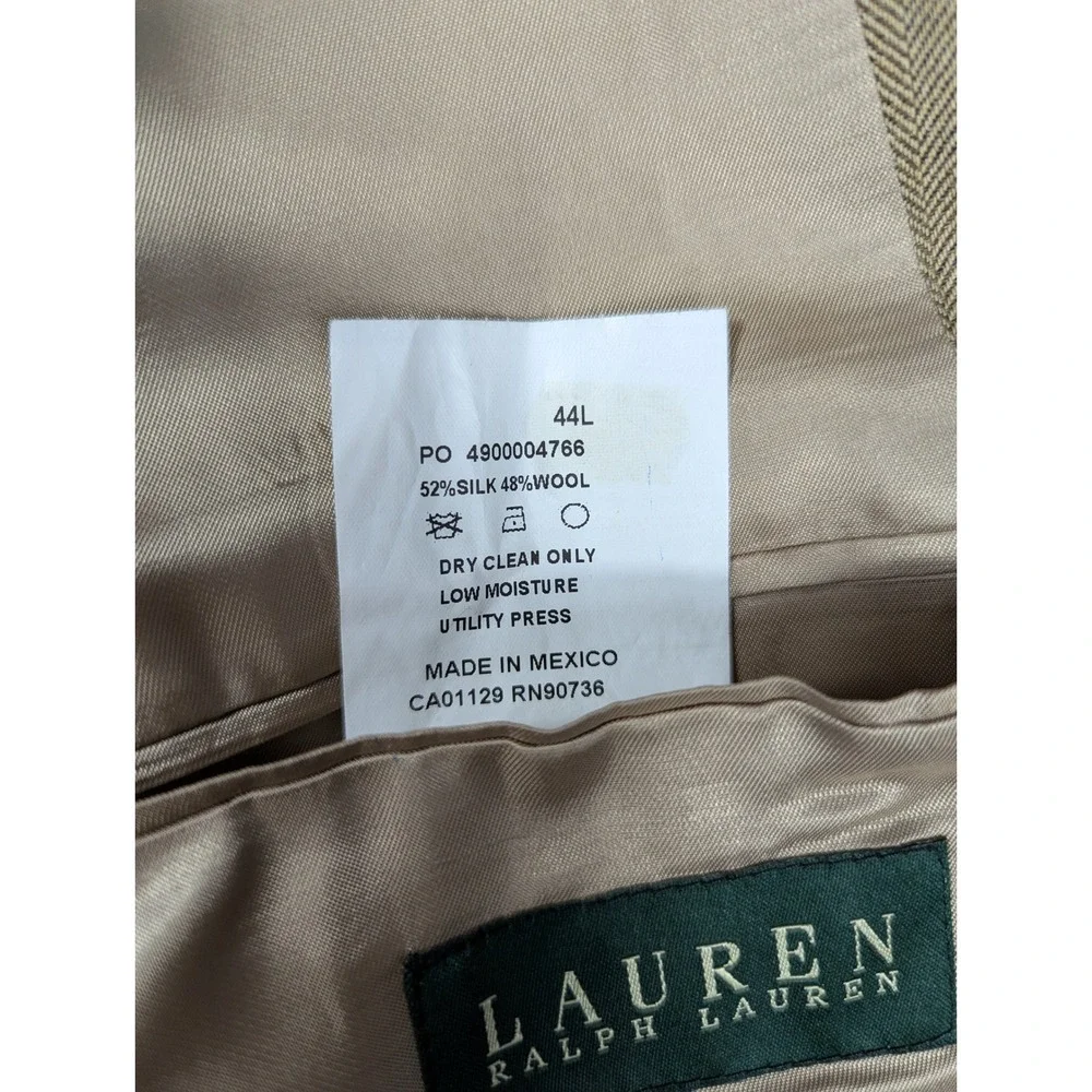 Lauren Ralph Lauren‎ Silk Wool Herringbone Mens Blazer Size 44L